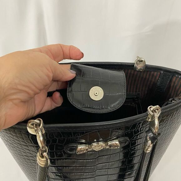 Authentic Brighton Leather Moc Croc Bucket Bag - Picture 13 of 15